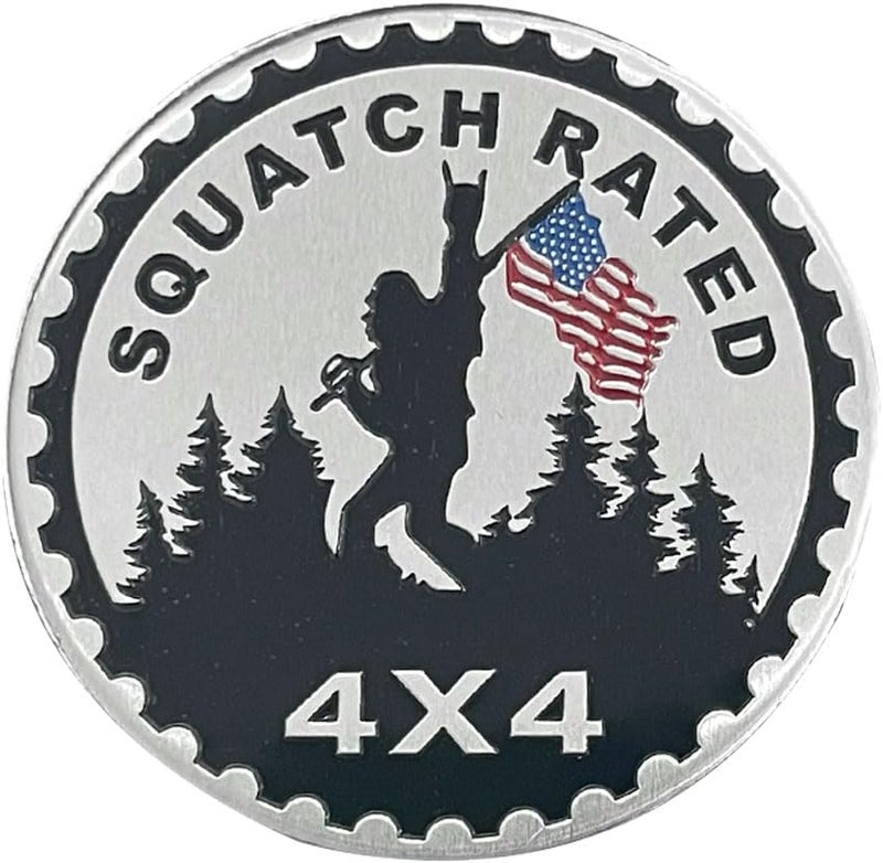 GLSOWEE Squatch Badge Rated Car Emblem, 4 x 4 3D Metal Car Badge Decals Stickers Round Emblem Decals, Auto Exterior Emblems Badge Compatible with Vehicles Trucks SUV RV (Squatch 1) - Image 1